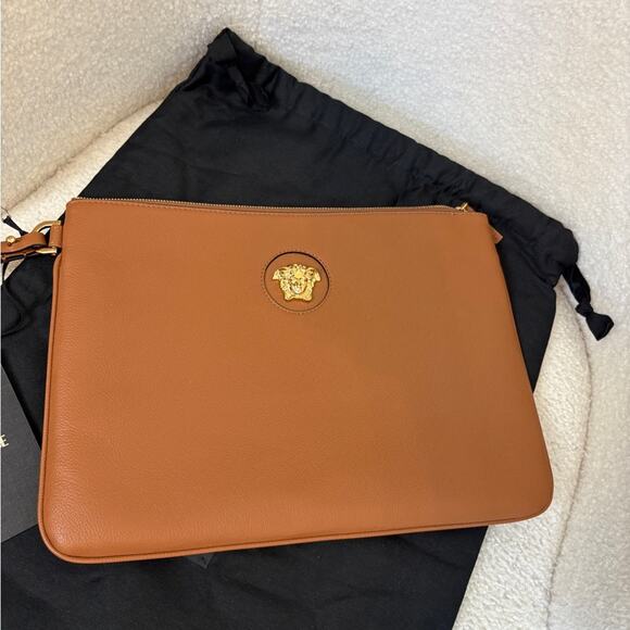 Versace Brown Leather Medusa clutch Bag - Picture 2 of 6